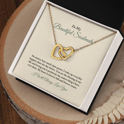To My Soulmate | No Matter How Much | Interlocking Hearts Necklace