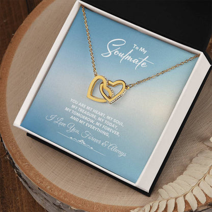 To My Soulmate | You Are My Heart | Interlocking Hearts Necklace
