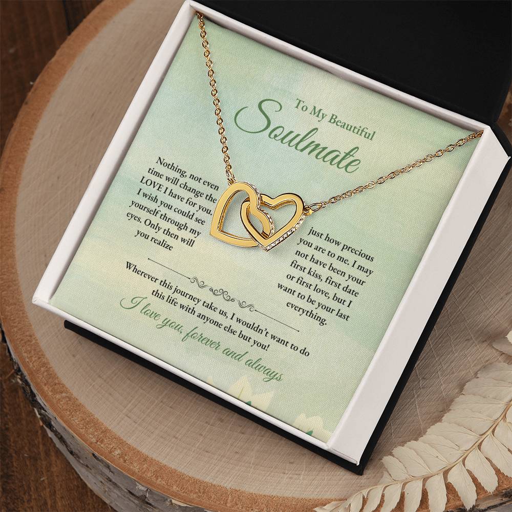 To My Soulmate | Nothing, Not Even Time | Interlocking Hearts Necklace