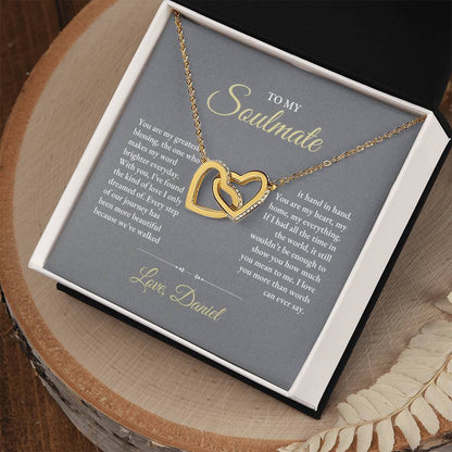 To My Soulmate | You Are My Greatest | Interlocking Hearts Necklace