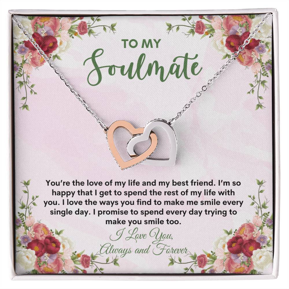 To My Soulmate | You're The Love | Interlocking Hearts Necklace