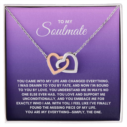 To My Soulmate | You came Into My Life | Interlocking Hearts Necklace