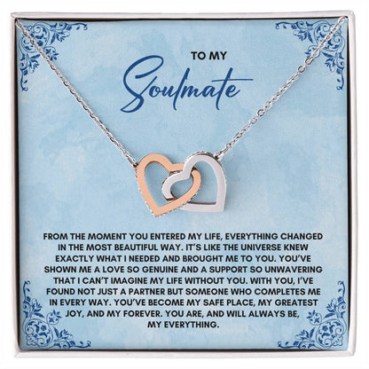 To My Soulmate | From The MomentYou Entered | Interlocking Hearts Necklace