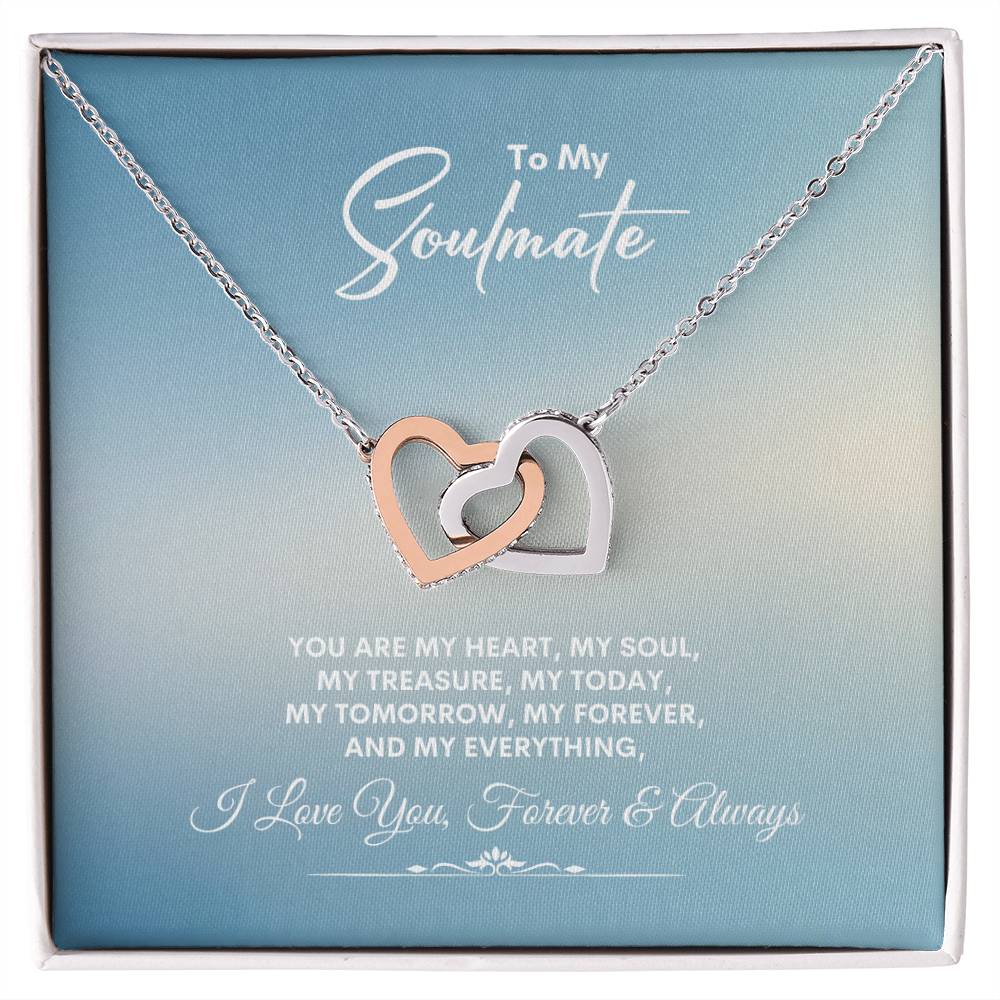 To My Soulmate | You Are My Heart | Interlocking Hearts Necklace