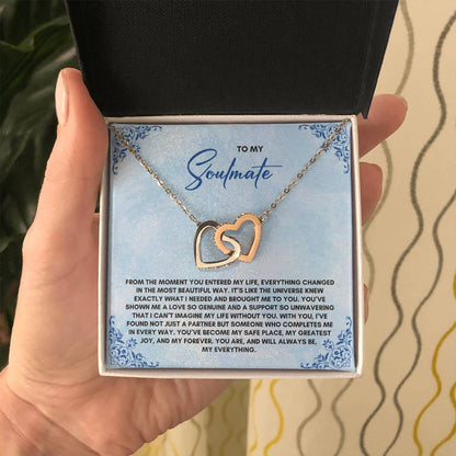 To My Soulmate | From The MomentYou Entered | Interlocking Hearts Necklace