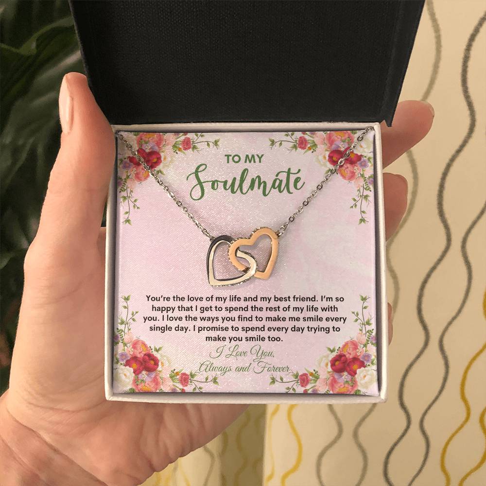 To My Soulmate | You're The Love | Interlocking Hearts Necklace