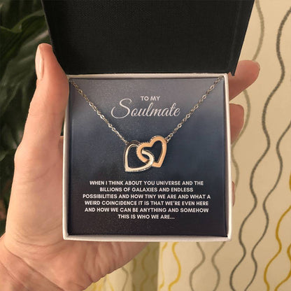 To My Soulmate | When I Think About | Interlocking Hearts Necklace