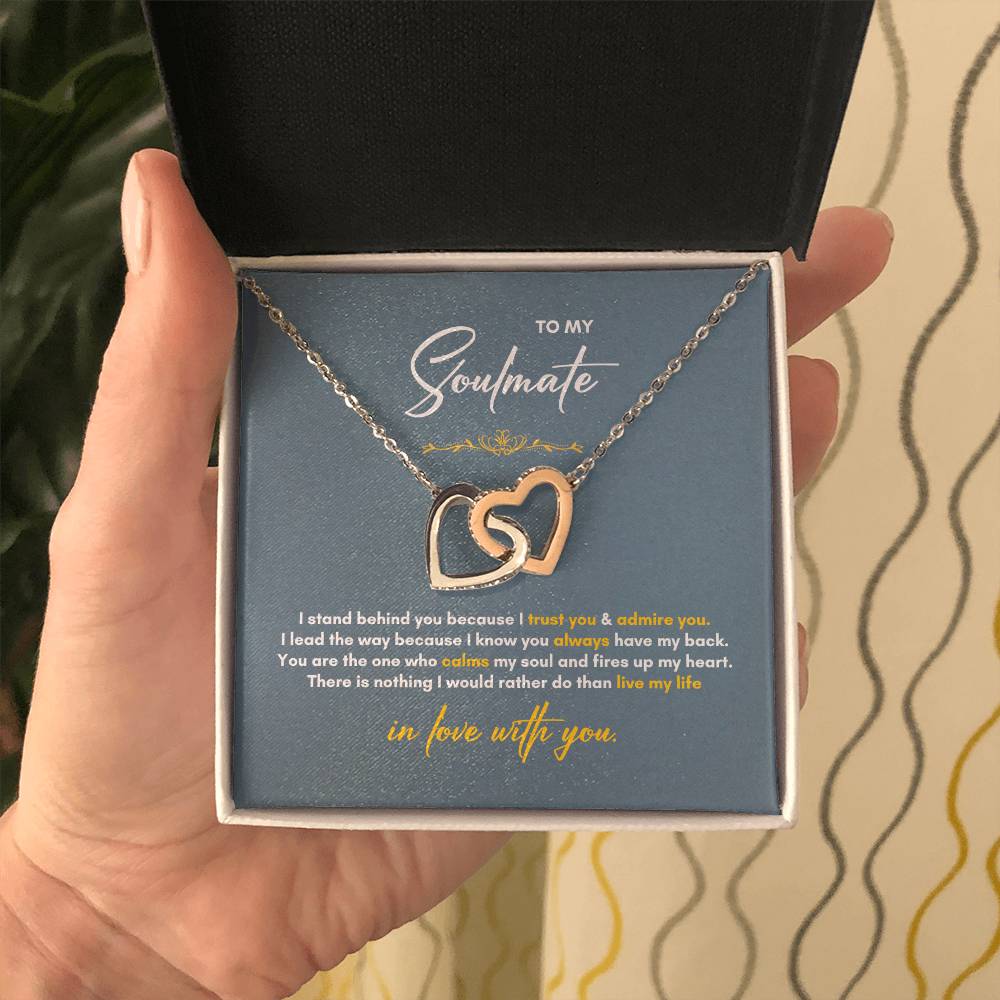 To My Soulmate | I Stand Behind You | Interlocking Hearts Necklace