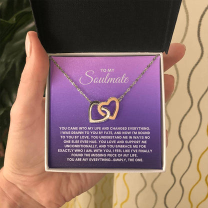 To My Soulmate | You came Into My Life | Interlocking Hearts Necklace