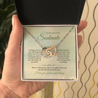 To My Soulmate | Nothing, Not Even Time | Interlocking Hearts Necklace