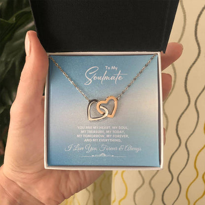 To My Soulmate | You Are My Heart | Interlocking Hearts Necklace