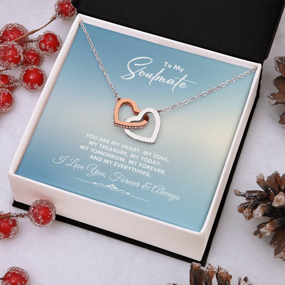 To My Soulmate | You Are My Heart | Interlocking Hearts Necklace
