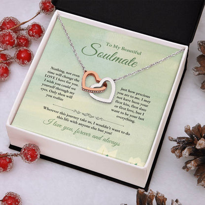 To My Soulmate | Nothing, Not Even Time | Interlocking Hearts Necklace