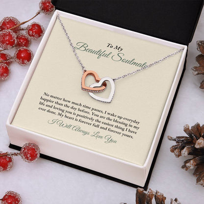 To My Soulmate | No Matter How Much | Interlocking Hearts Necklace