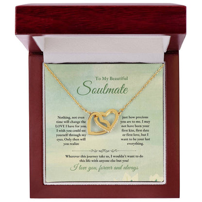 To My Soulmate | Nothing, Not Even Time | Interlocking Hearts Necklace