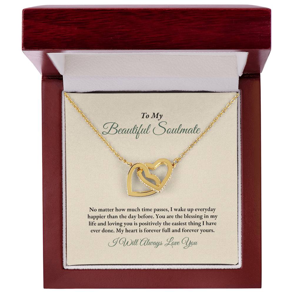 To My Soulmate | No Matter How Much | Interlocking Hearts Necklace