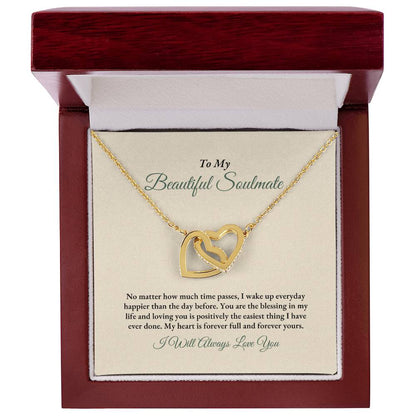 To My Soulmate | No Matter How Much | Interlocking Hearts Necklace