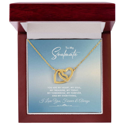 To My Soulmate | You Are My Heart | Interlocking Hearts Necklace