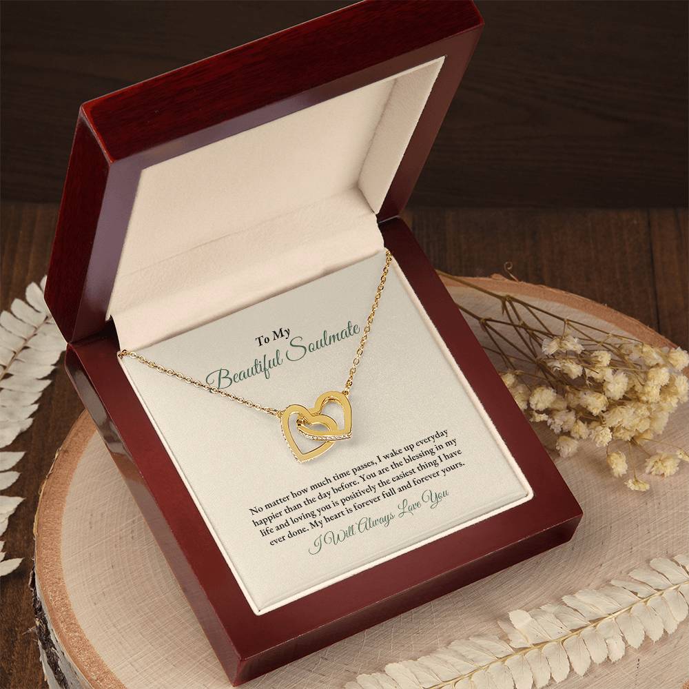 To My Soulmate | No Matter How Much | Interlocking Hearts Necklace
