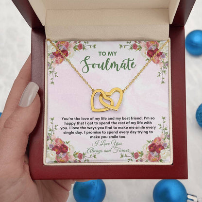 To My Soulmate | You're The Love | Interlocking Hearts Necklace