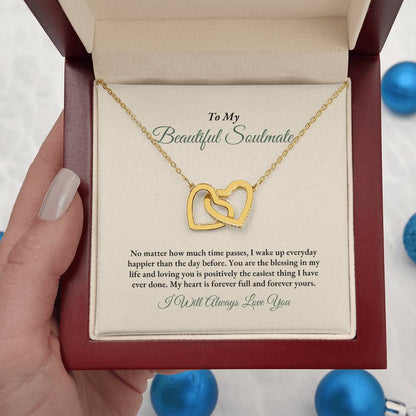 To My Soulmate | No Matter How Much | Interlocking Hearts Necklace