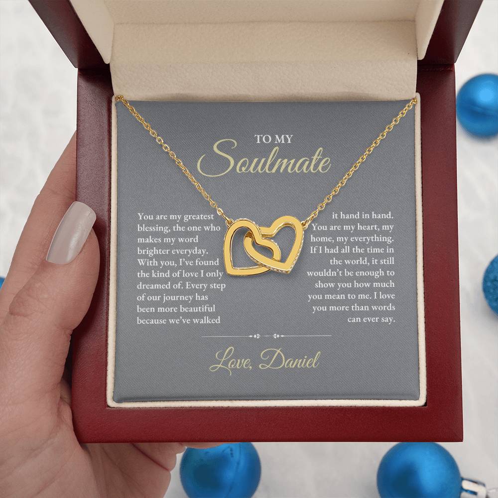 To My Soulmate | You Are My Greatest | Interlocking Hearts Necklace