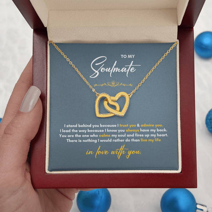 To My Soulmate | I Stand Behind You | Interlocking Hearts Necklace