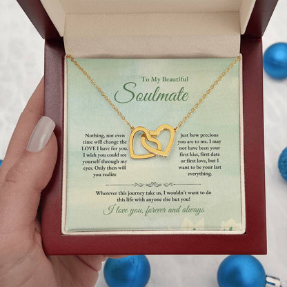 To My Soulmate | Nothing, Not Even Time | Interlocking Hearts Necklace