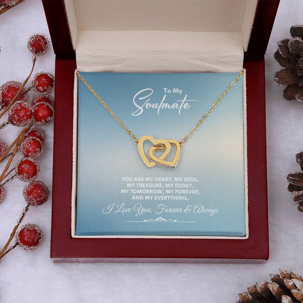 To My Soulmate | You Are My Heart | Interlocking Hearts Necklace