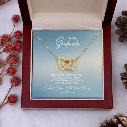 To My Soulmate | You Are My Heart | Interlocking Hearts Necklace