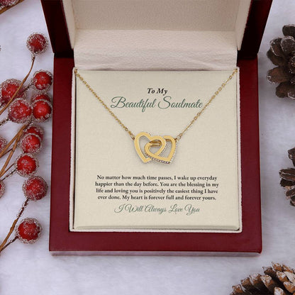 To My Soulmate | No Matter How Much | Interlocking Hearts Necklace