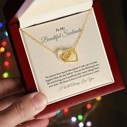 To My Soulmate | No Matter How Much | Interlocking Hearts Necklace