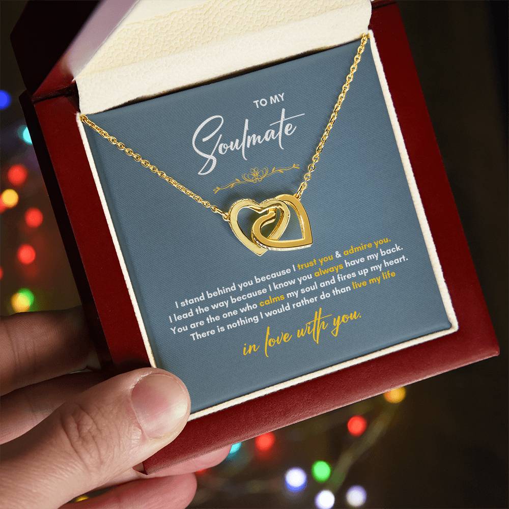 To My Soulmate | I Stand Behind You | Interlocking Hearts Necklace