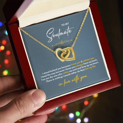 To My Soulmate | I Stand Behind You | Interlocking Hearts Necklace