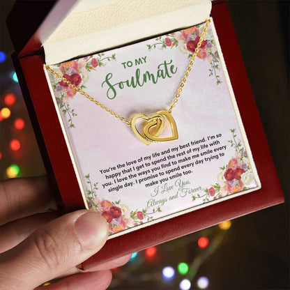 To My Soulmate | You're The Love | Interlocking Hearts Necklace