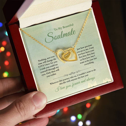 To My Soulmate | Nothing, Not Even Time | Interlocking Hearts Necklace