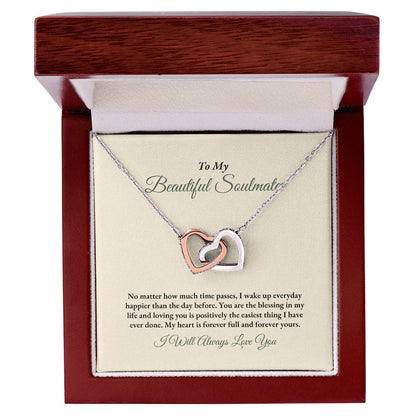 To My Soulmate | No Matter How Much | Interlocking Hearts Necklace