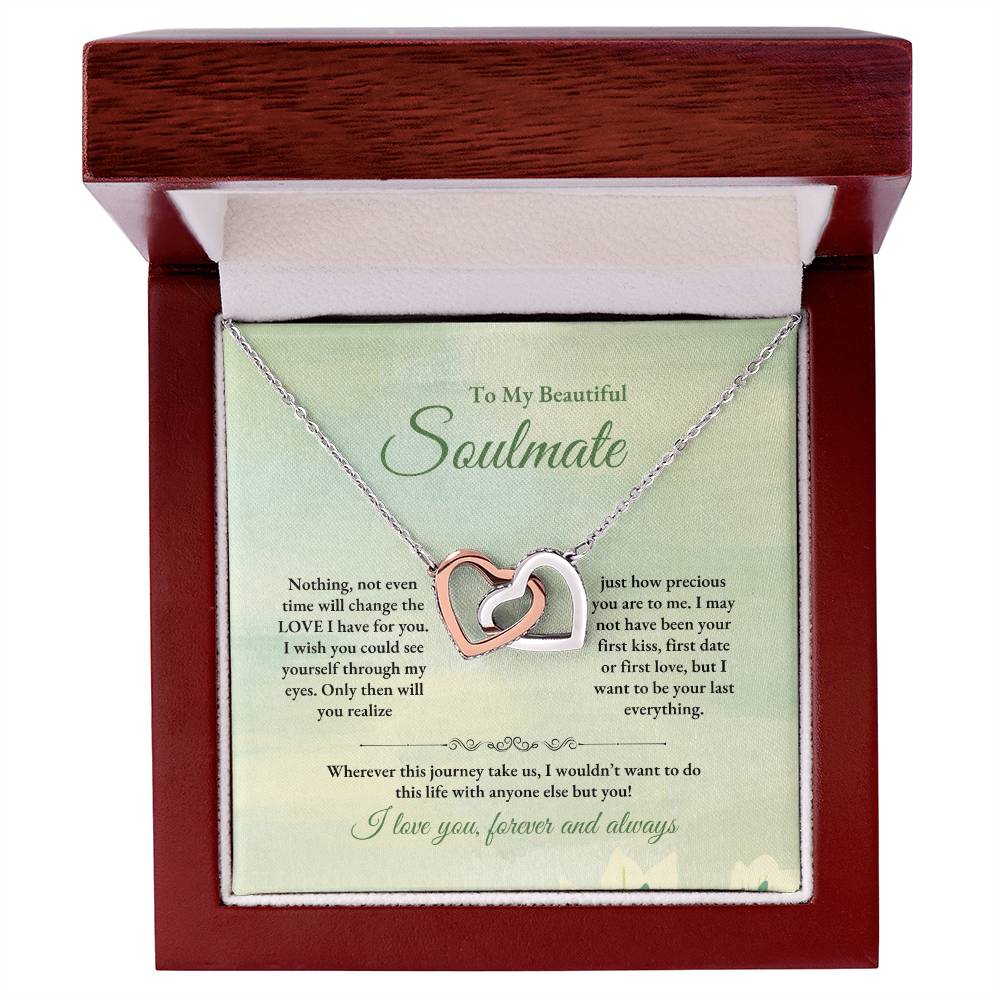 To My Soulmate | Nothing, Not Even Time | Interlocking Hearts Necklace