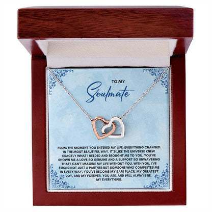 To My Soulmate | From The MomentYou Entered | Interlocking Hearts Necklace
