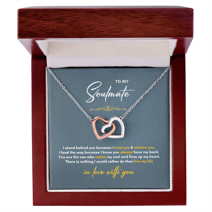To My Soulmate | I Stand Behind You | Interlocking Hearts Necklace