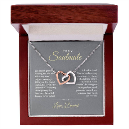 To My Soulmate | You Are My Greatest | Interlocking Hearts Necklace