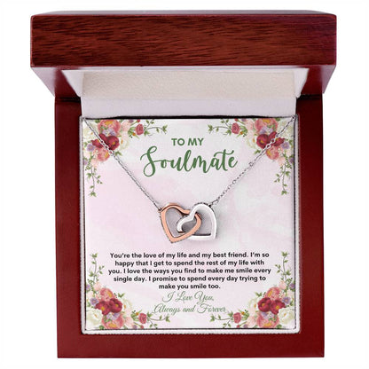 To My Soulmate | You're The Love | Interlocking Hearts Necklace