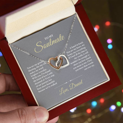 To My Soulmate | You Are My Greatest | Interlocking Hearts Necklace