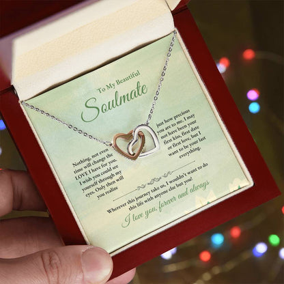 To My Soulmate | Nothing, Not Even Time | Interlocking Hearts Necklace