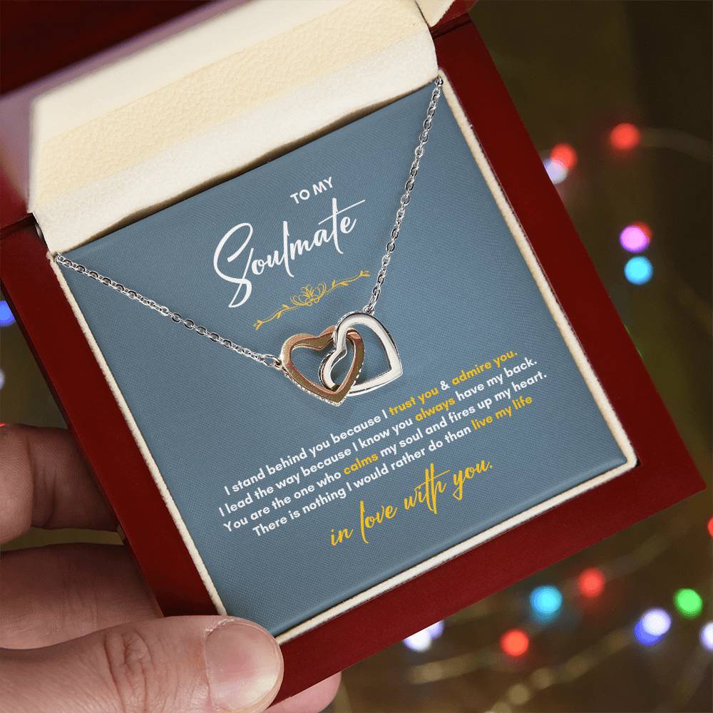 To My Soulmate | I Stand Behind You | Interlocking Hearts Necklace