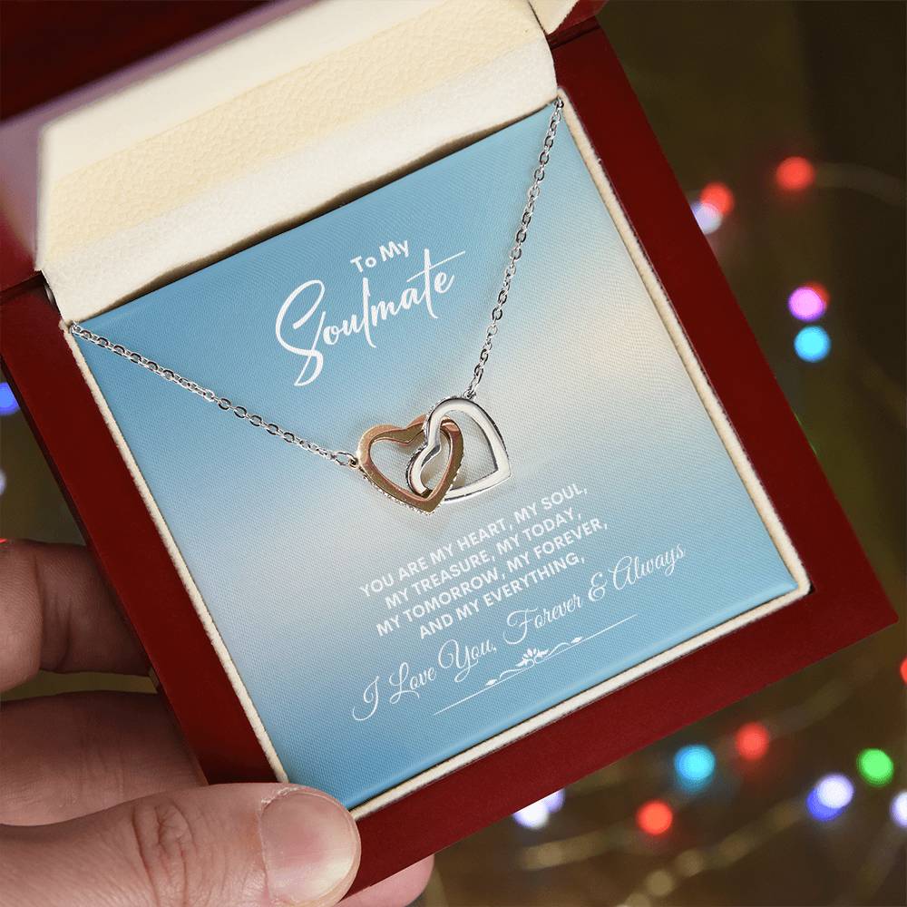 To My Soulmate | You Are My Heart | Interlocking Hearts Necklace