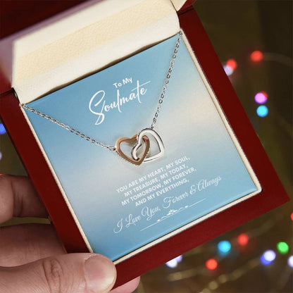 To My Soulmate | You Are My Heart | Interlocking Hearts Necklace