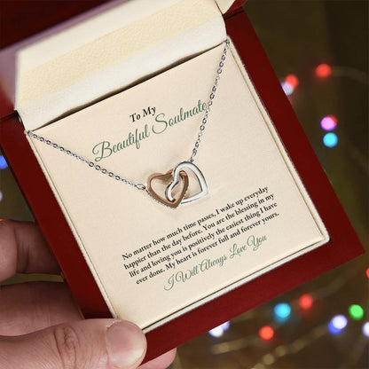 To My Soulmate | No Matter How Much | Interlocking Hearts Necklace