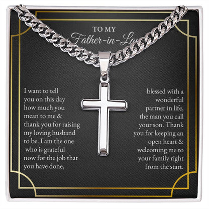 To My Father In Law | I Want To Tell You On This Day | Cuban Link Chain with Artisan Cross