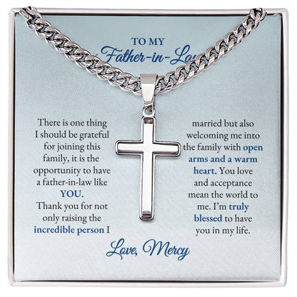 To My Father In Law | There Is One Thing I Should Be Grateful | Cuban Link Chain with Artisan Cross